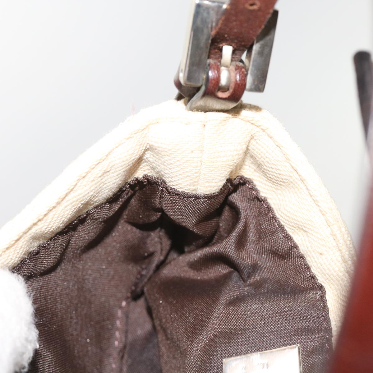 FENDI Zucca Canvas Mini Mamma Baguette Hand Bag Beige Brown 64795
