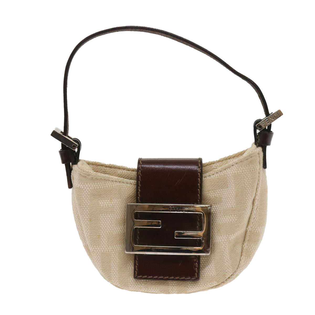 FENDI Zucca Canvas Mini Mamma Baguette Hand Bag Beige Brown 64795