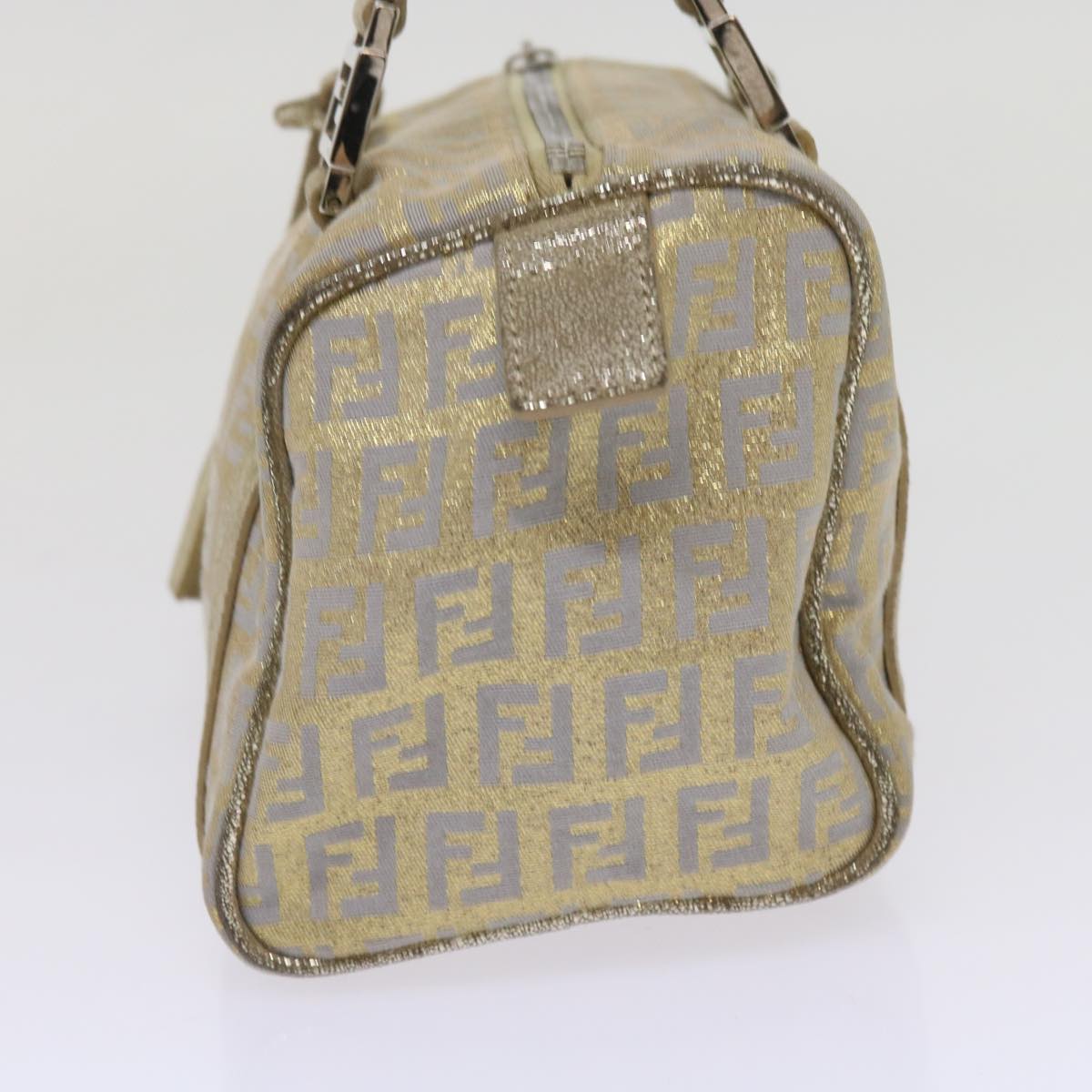 FENDI Zucchino Canvas Hand Bag Gold Silver 64797