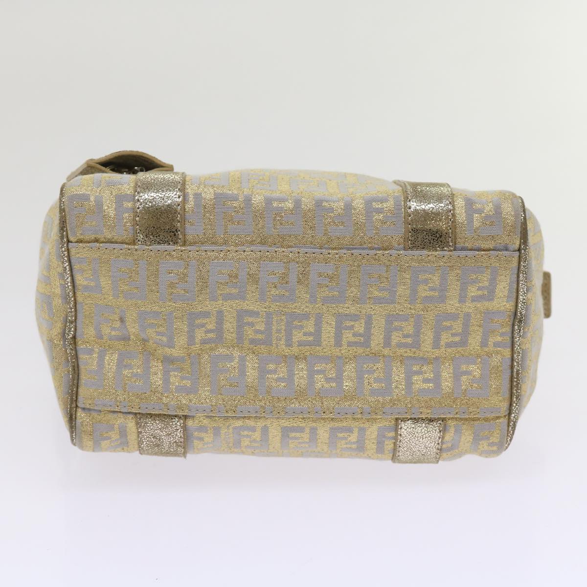 FENDI Zucchino Canvas Hand Bag Gold Silver 64797