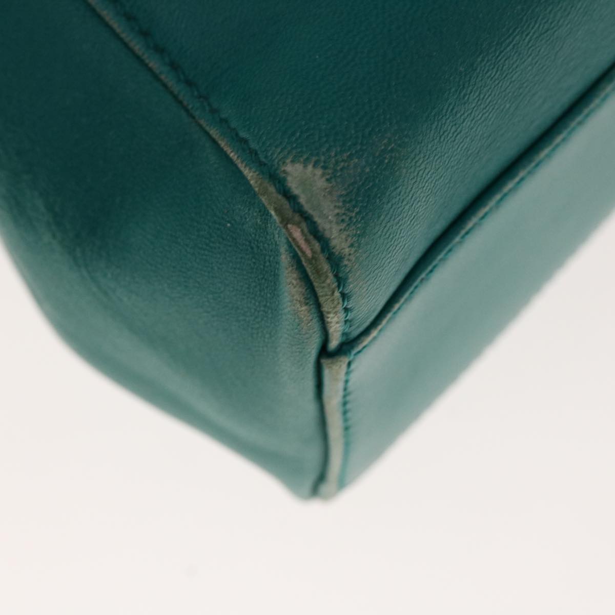 FENDI Micro Peek A Boo Hand Bag Leather Turquoise Blue 64807