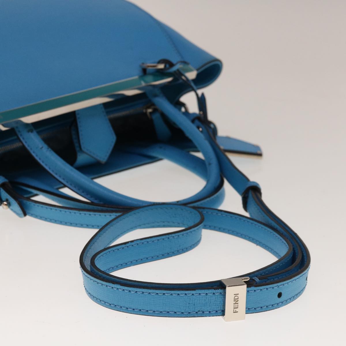 FENDI Petite To Jules Hand Bag Leather 2way Light Blue 64810