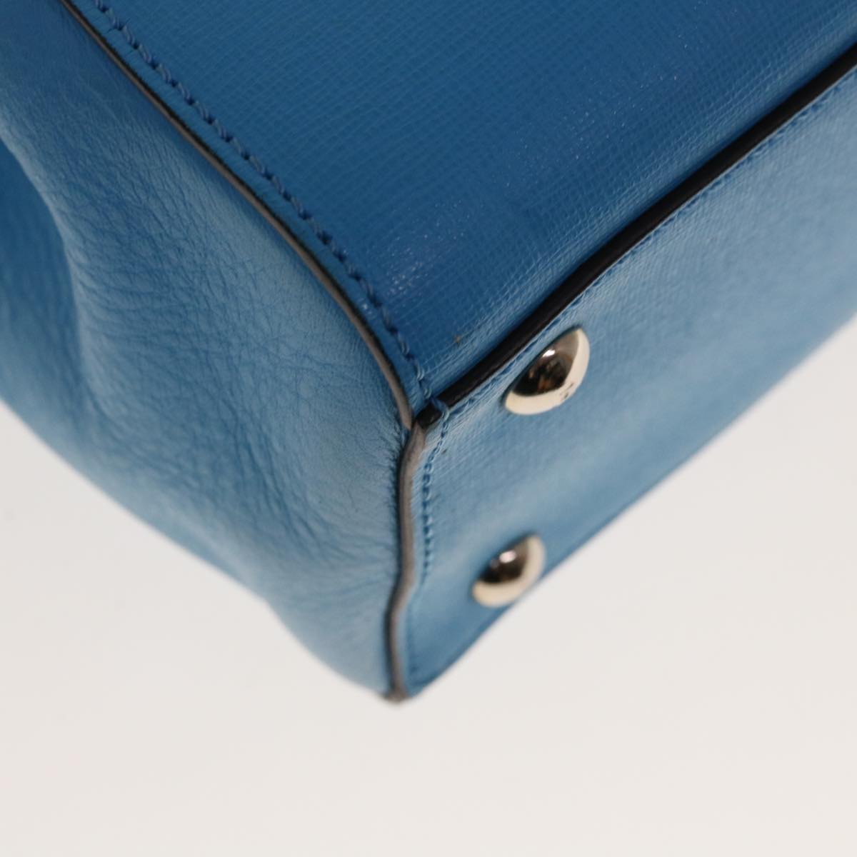 FENDI Petite To Jules Hand Bag Leather 2way Light Blue 64810