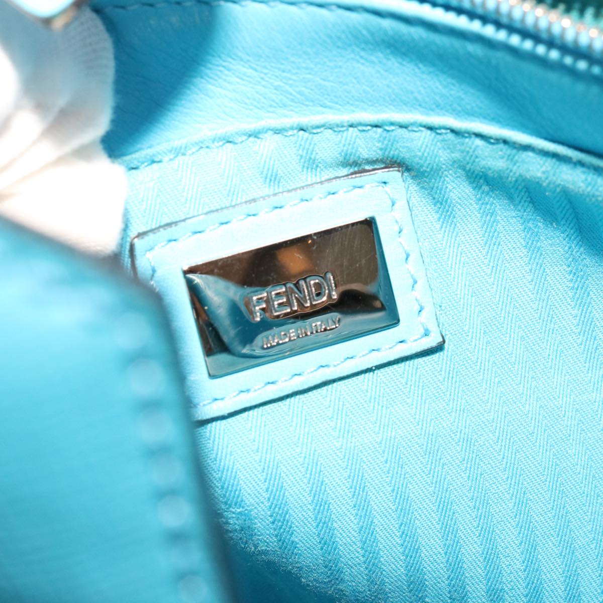 FENDI Petite To Jules Hand Bag Leather 2way Light Blue 64810
