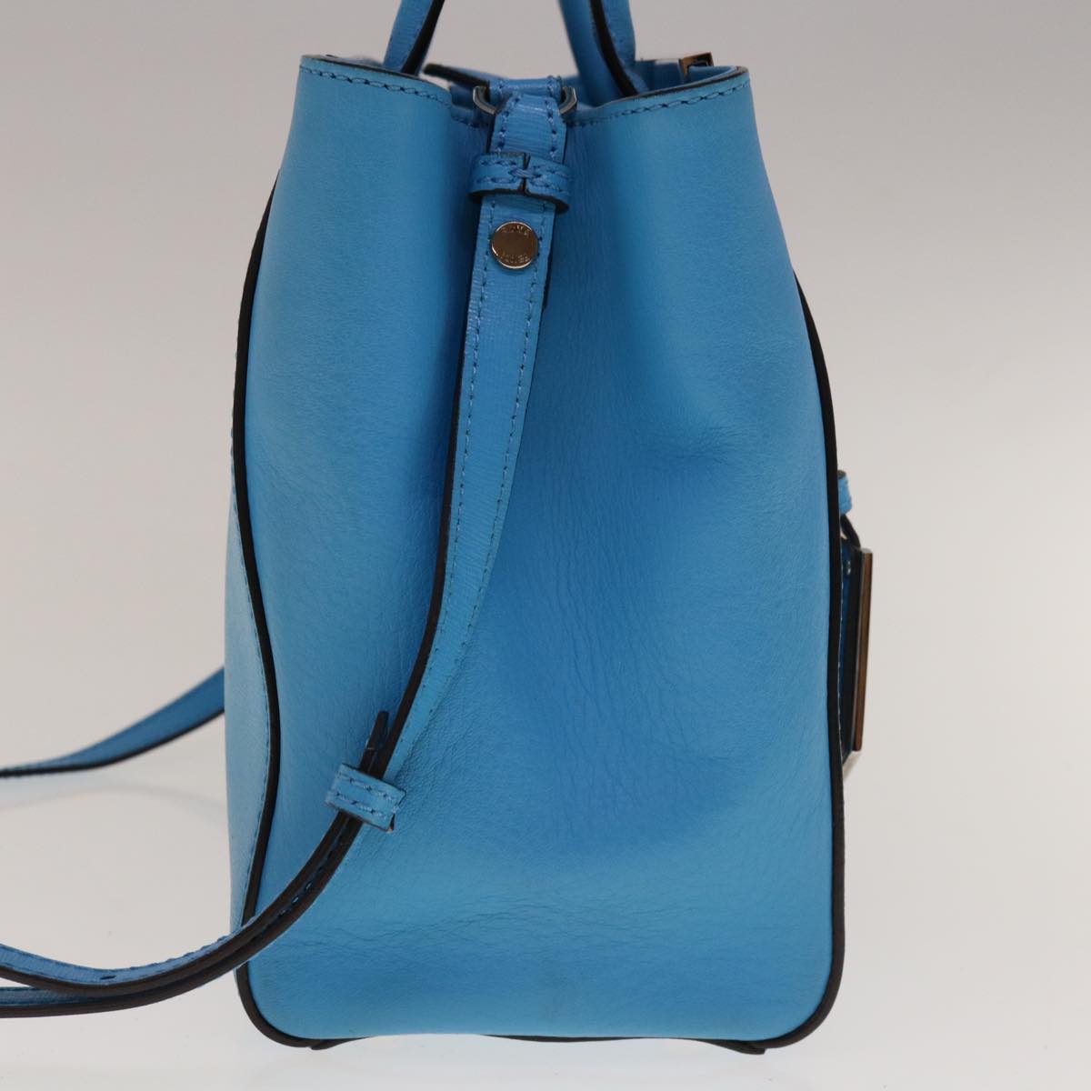 FENDI Petite To Jules Hand Bag Leather 2way Light Blue 64810