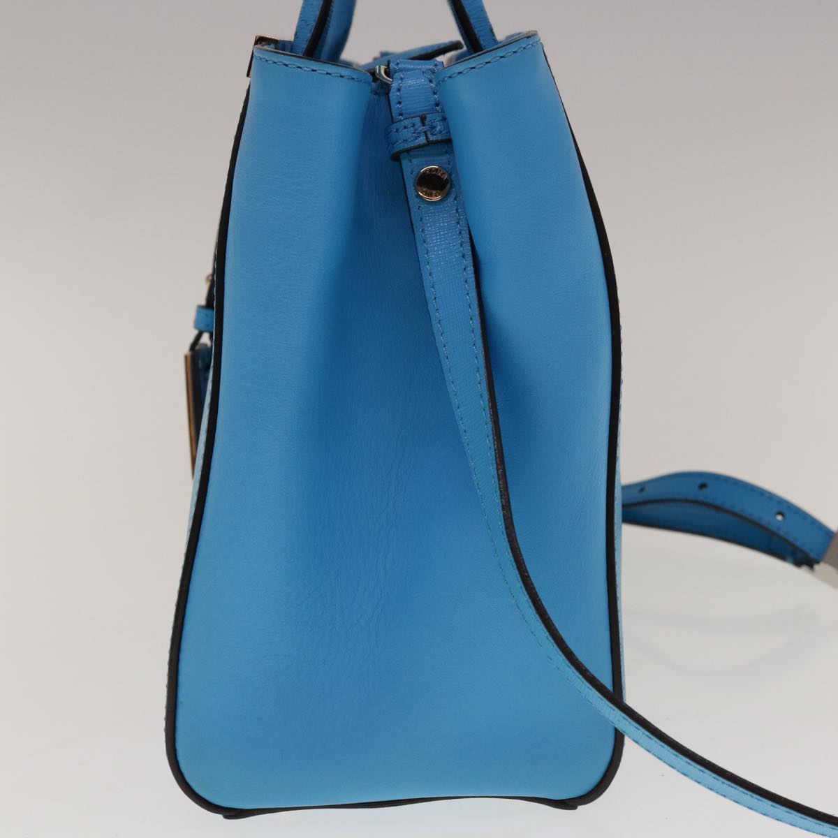FENDI Petite To Jules Hand Bag Leather 2way Light Blue 64810