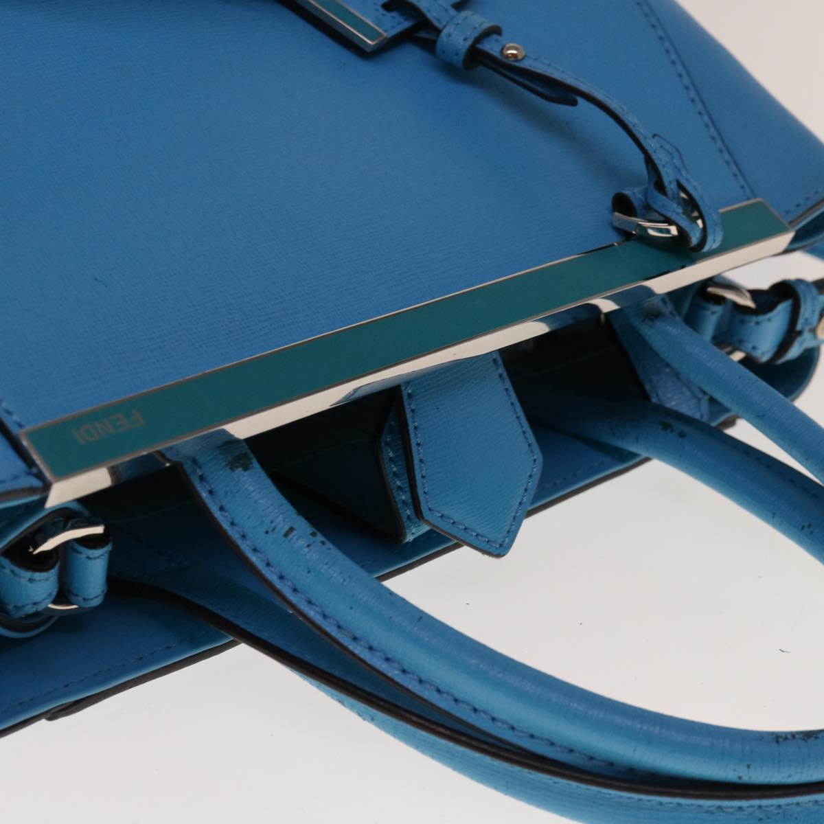 FENDI Petite To Jules Hand Bag Leather 2way Light Blue 64810