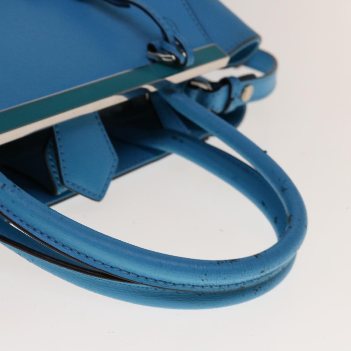 FENDI Petite To Jules Hand Bag Leather 2way Light Blue 64810