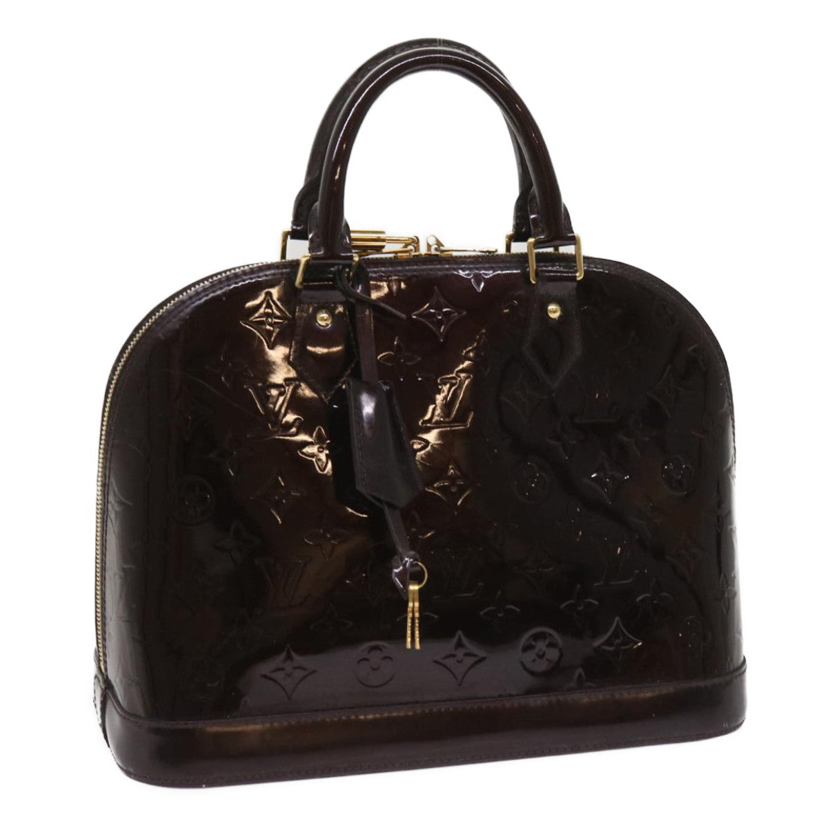LOUIS VUITTON Monogram Vernis Alma PM Hand Bag Rouge Favist M91691 LV 64856