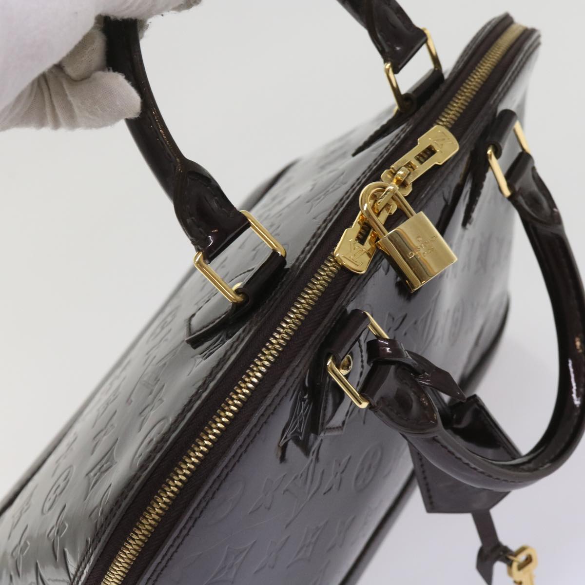 LOUIS VUITTON Monogram Vernis Alma PM Hand Bag Rouge Favist M91691 LV 64856