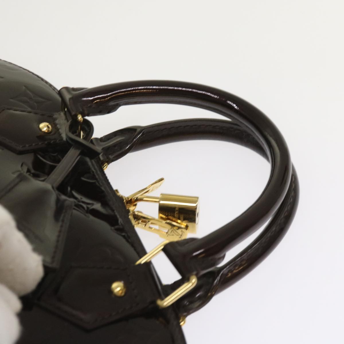 LOUIS VUITTON Monogram Vernis Alma PM Hand Bag Rouge Favist M91691 LV 64856