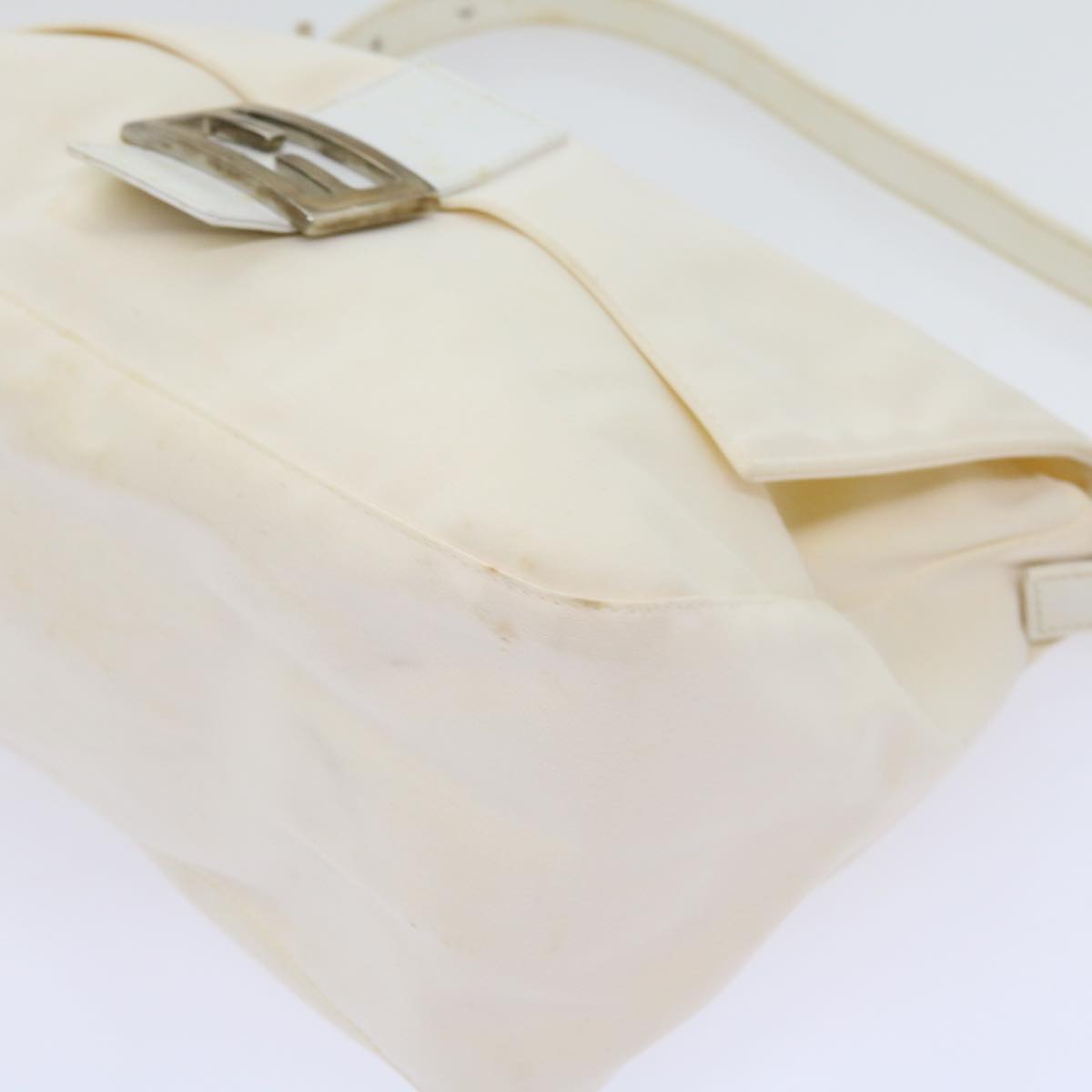 FENDI Mamma Baguette Shoulder Bag Nylon White 64877