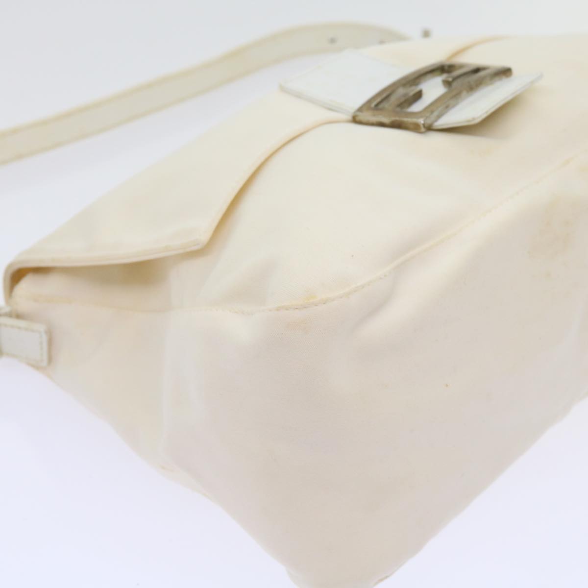 FENDI Mamma Baguette Shoulder Bag Nylon White 64877
