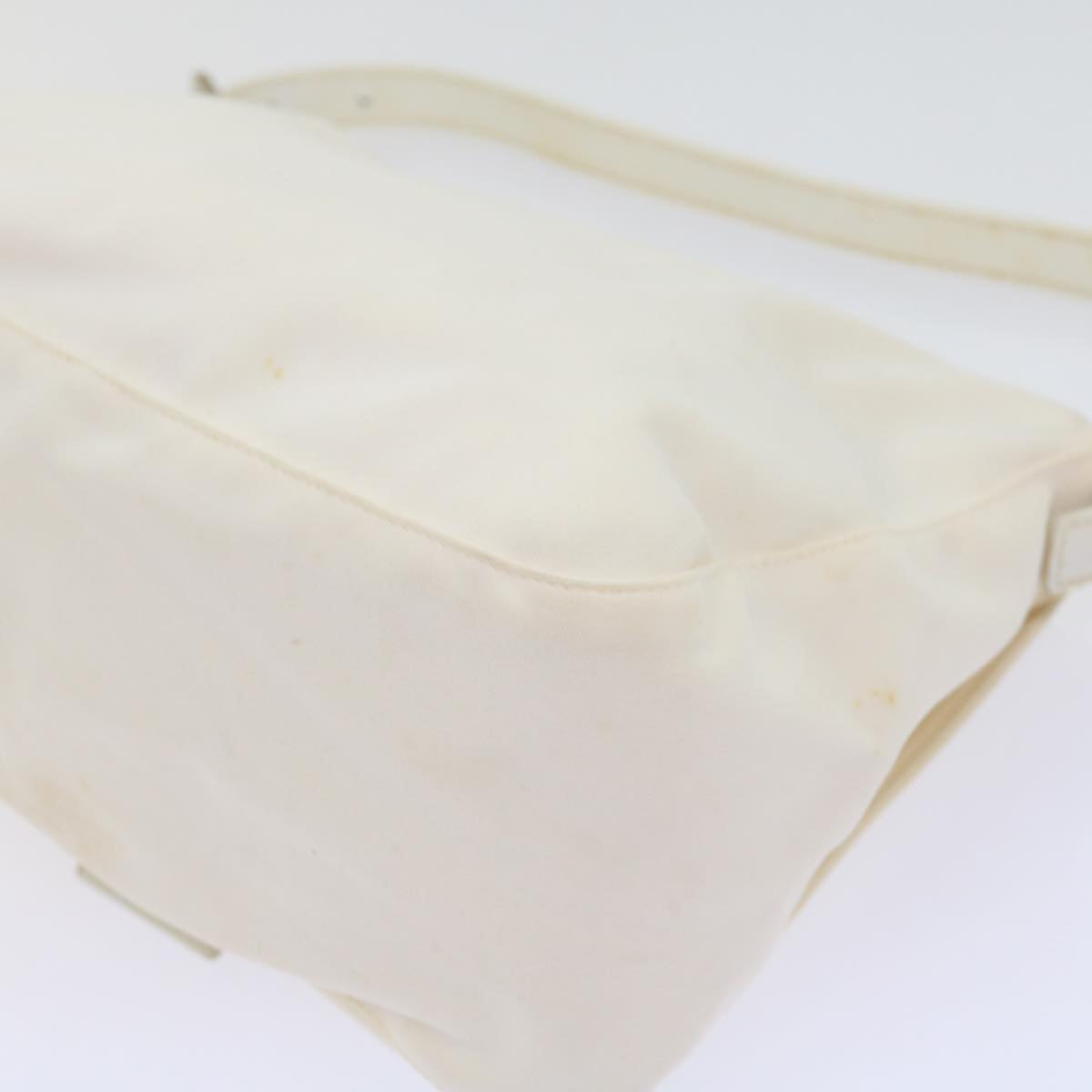 FENDI Mamma Baguette Shoulder Bag Nylon White 64877