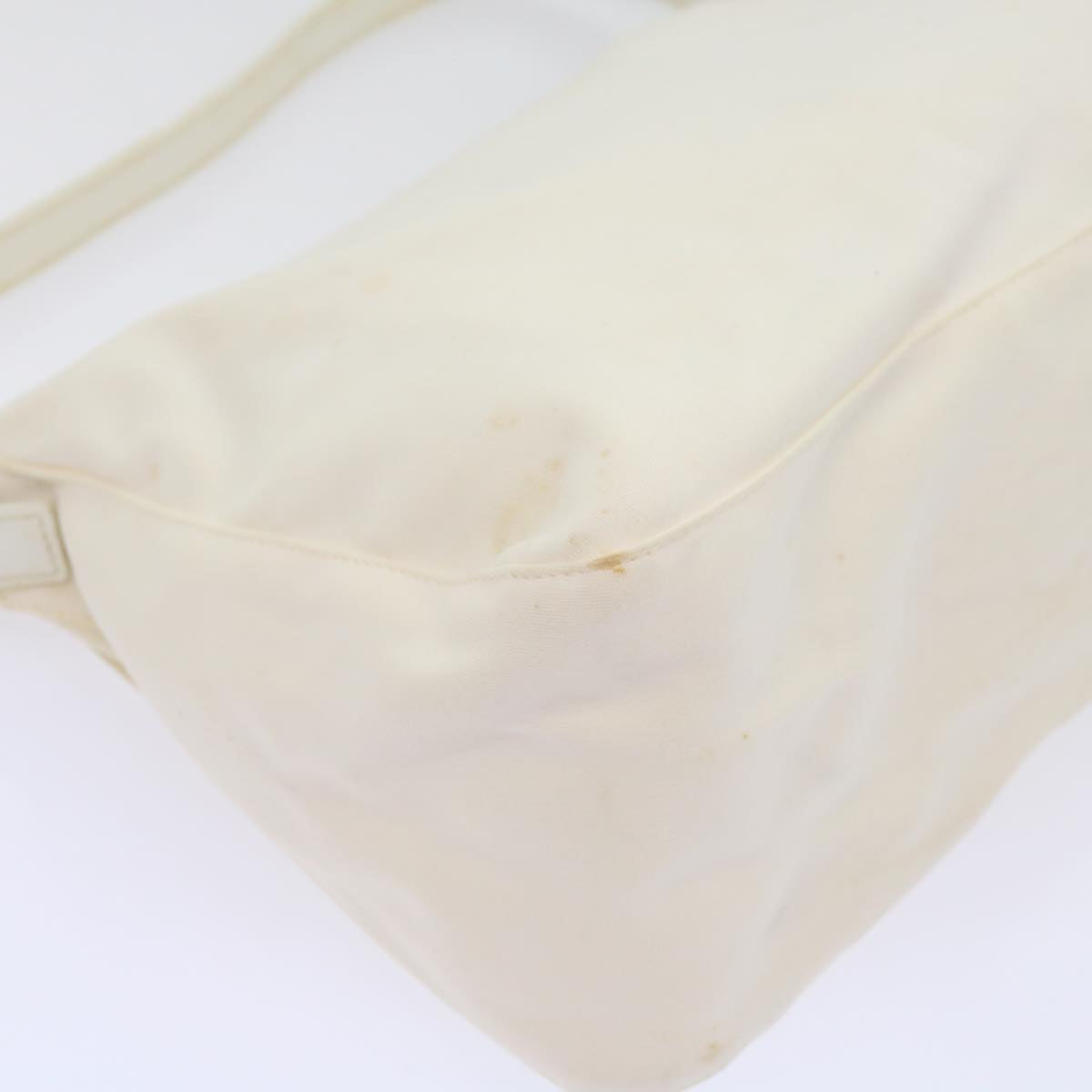 FENDI Mamma Baguette Shoulder Bag Nylon White 64877