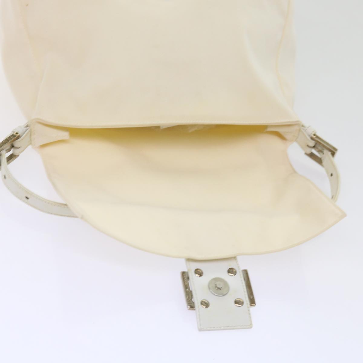FENDI Mamma Baguette Shoulder Bag Nylon White 64877