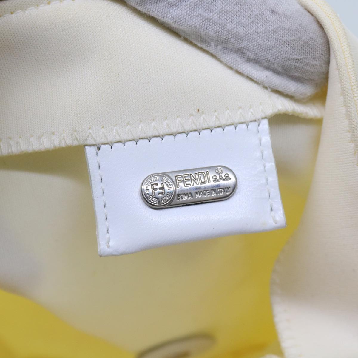 FENDI Mamma Baguette Shoulder Bag Nylon White 64877