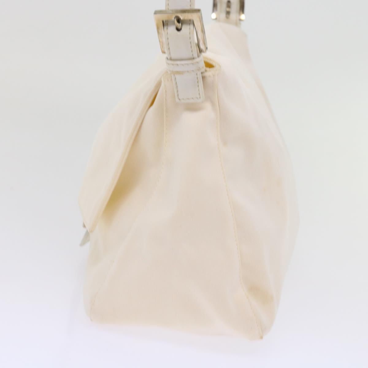 FENDI Mamma Baguette Shoulder Bag Nylon White 64877