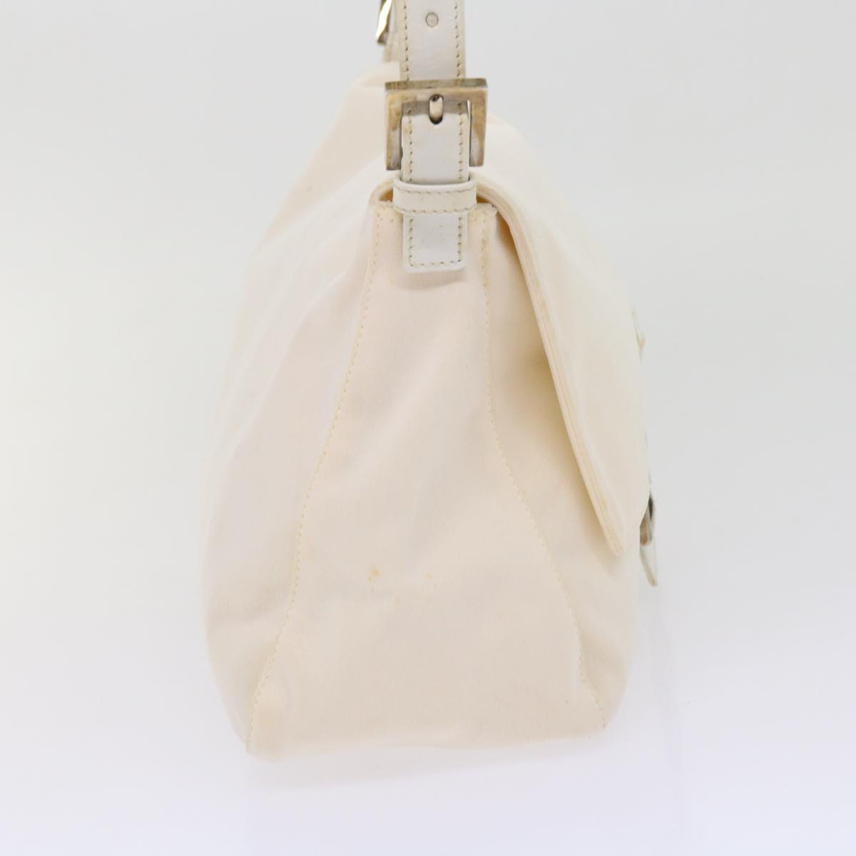 FENDI Mamma Baguette Shoulder Bag Nylon White 64877