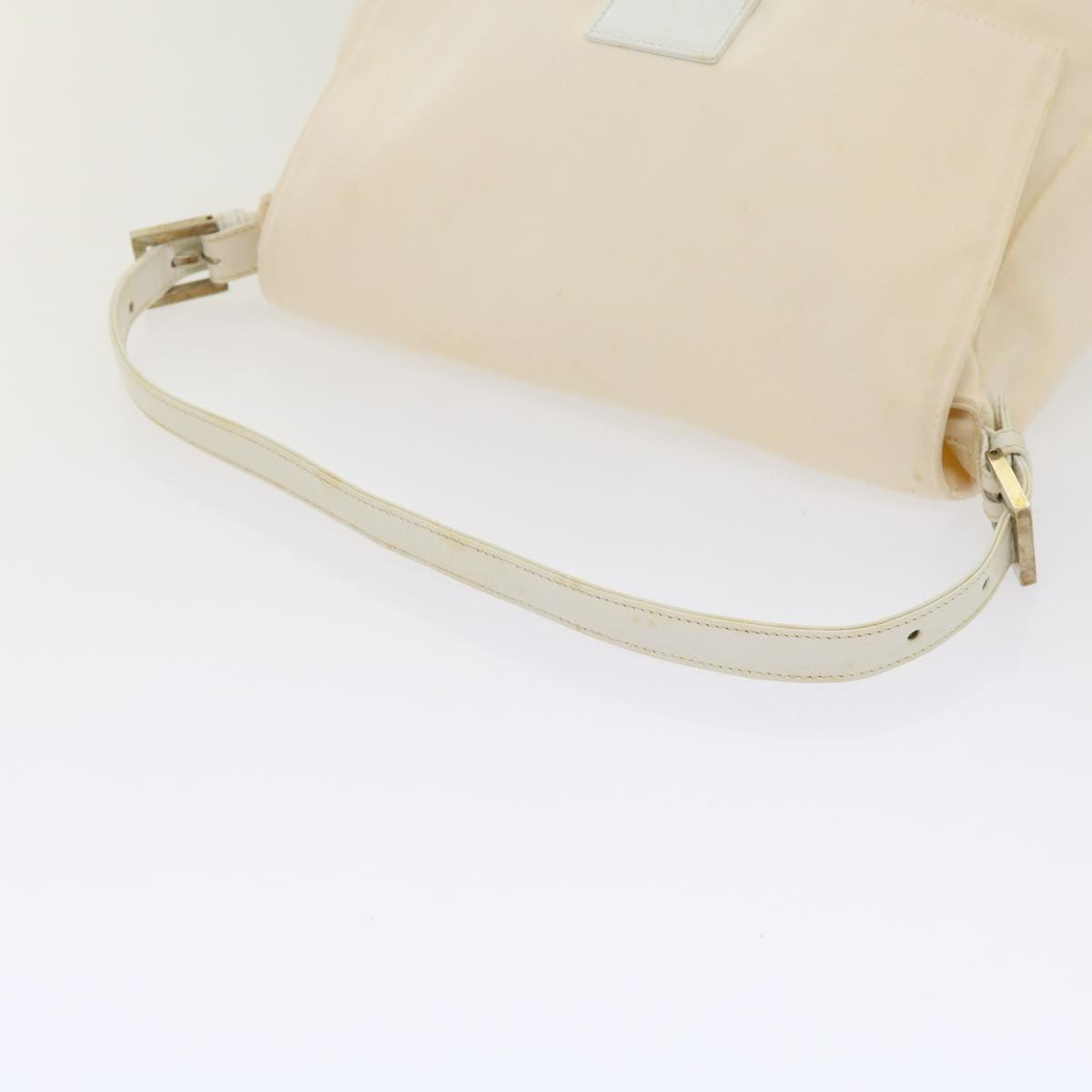 FENDI Mamma Baguette Shoulder Bag Nylon White 64877