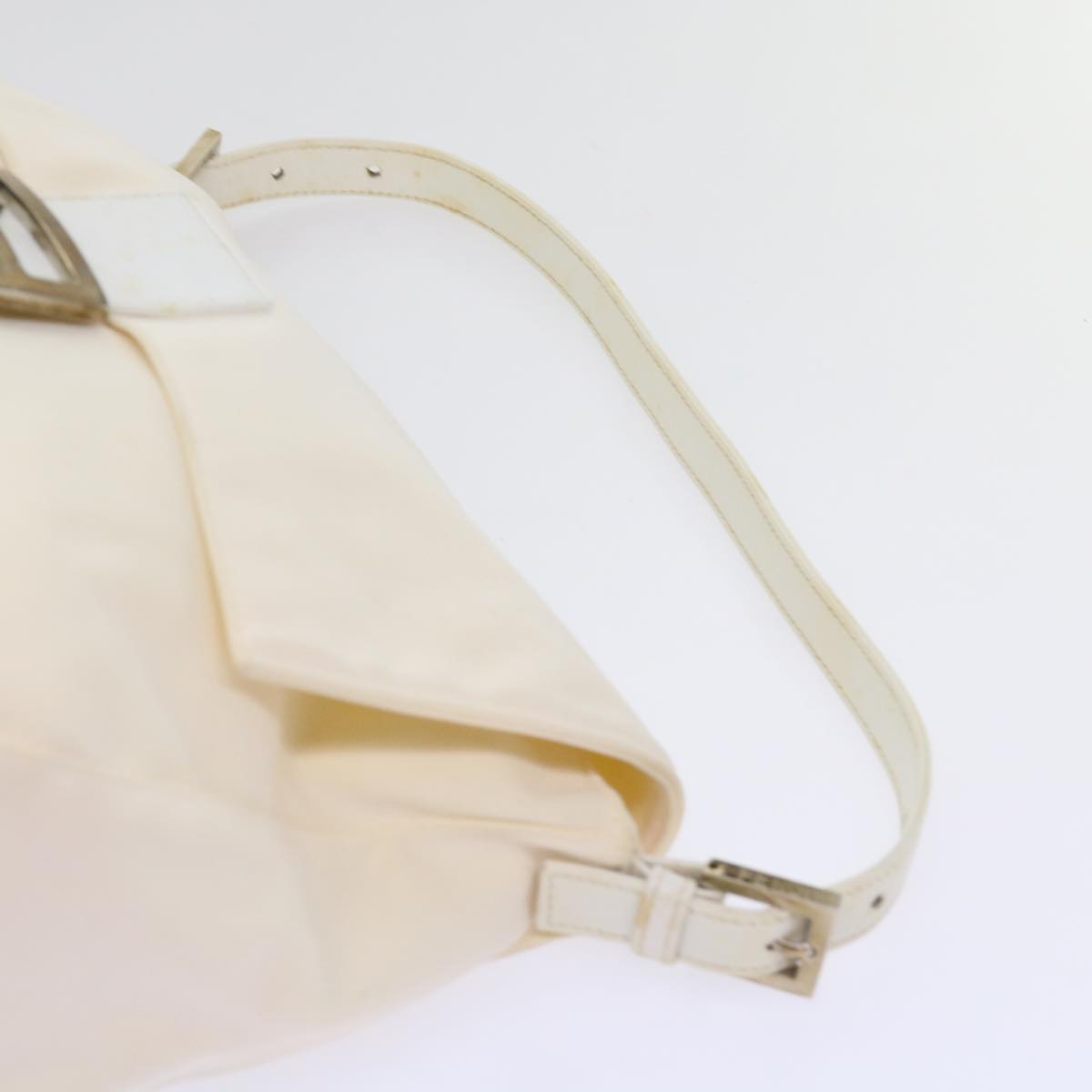FENDI Mamma Baguette Shoulder Bag Nylon White 64877