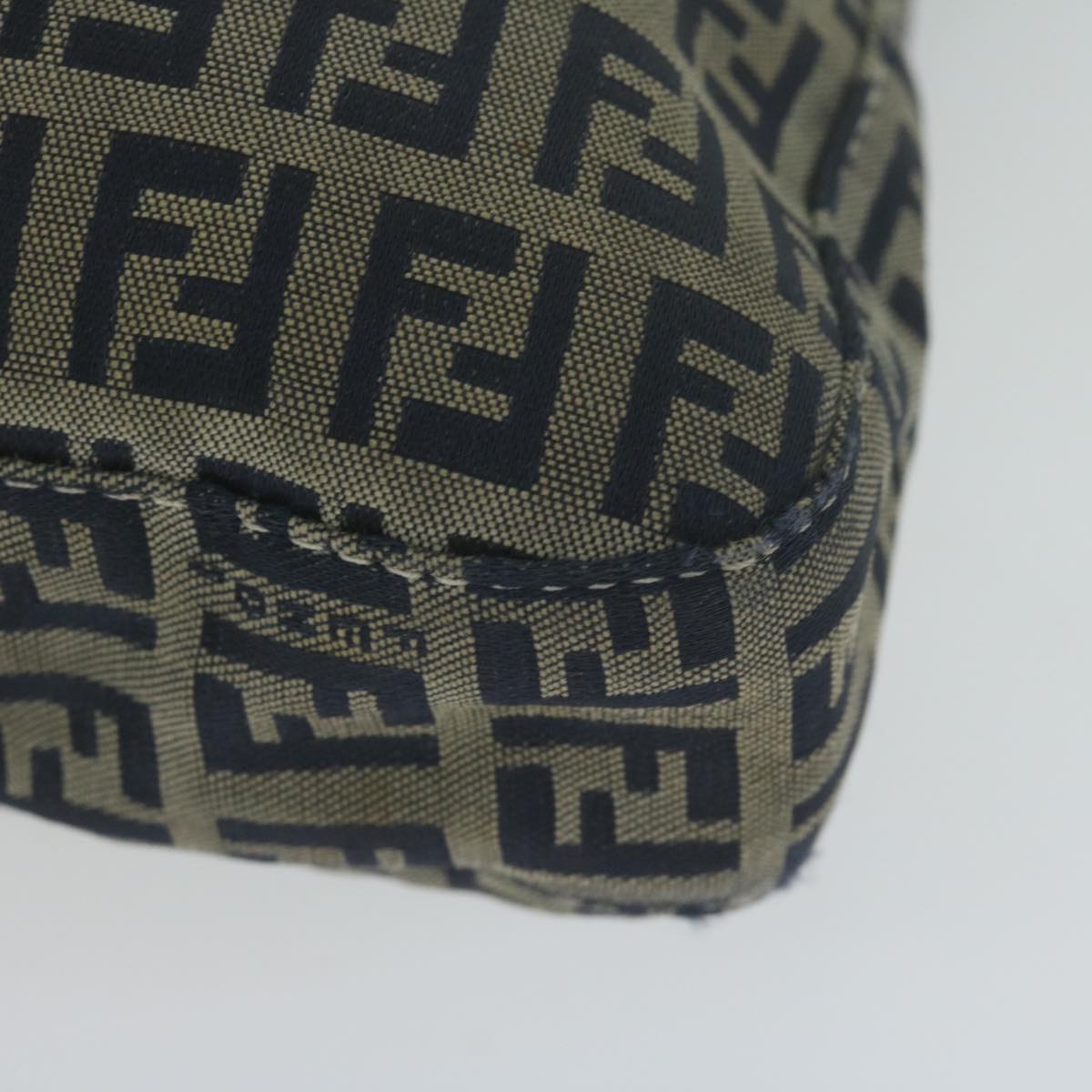 FENDI Zucchino Canvas Mamma Baguette Shoulder Bag Navy 65015