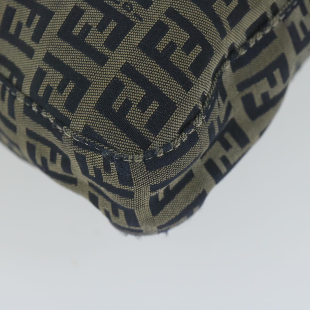 FENDI Zucchino Canvas Mamma Baguette Shoulder Bag Navy 65015