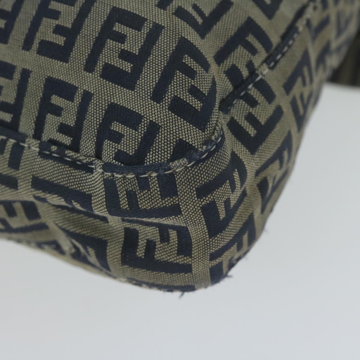 FENDI Zucchino Canvas Mamma Baguette Shoulder Bag Navy 65015