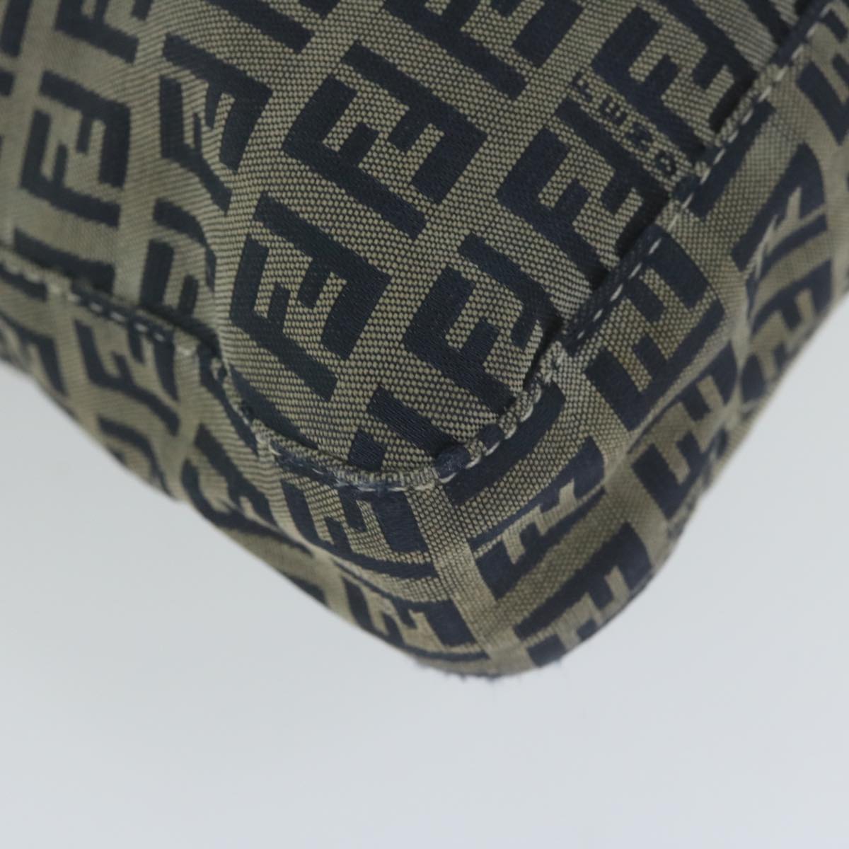 FENDI Zucchino Canvas Mamma Baguette Shoulder Bag Navy 65015