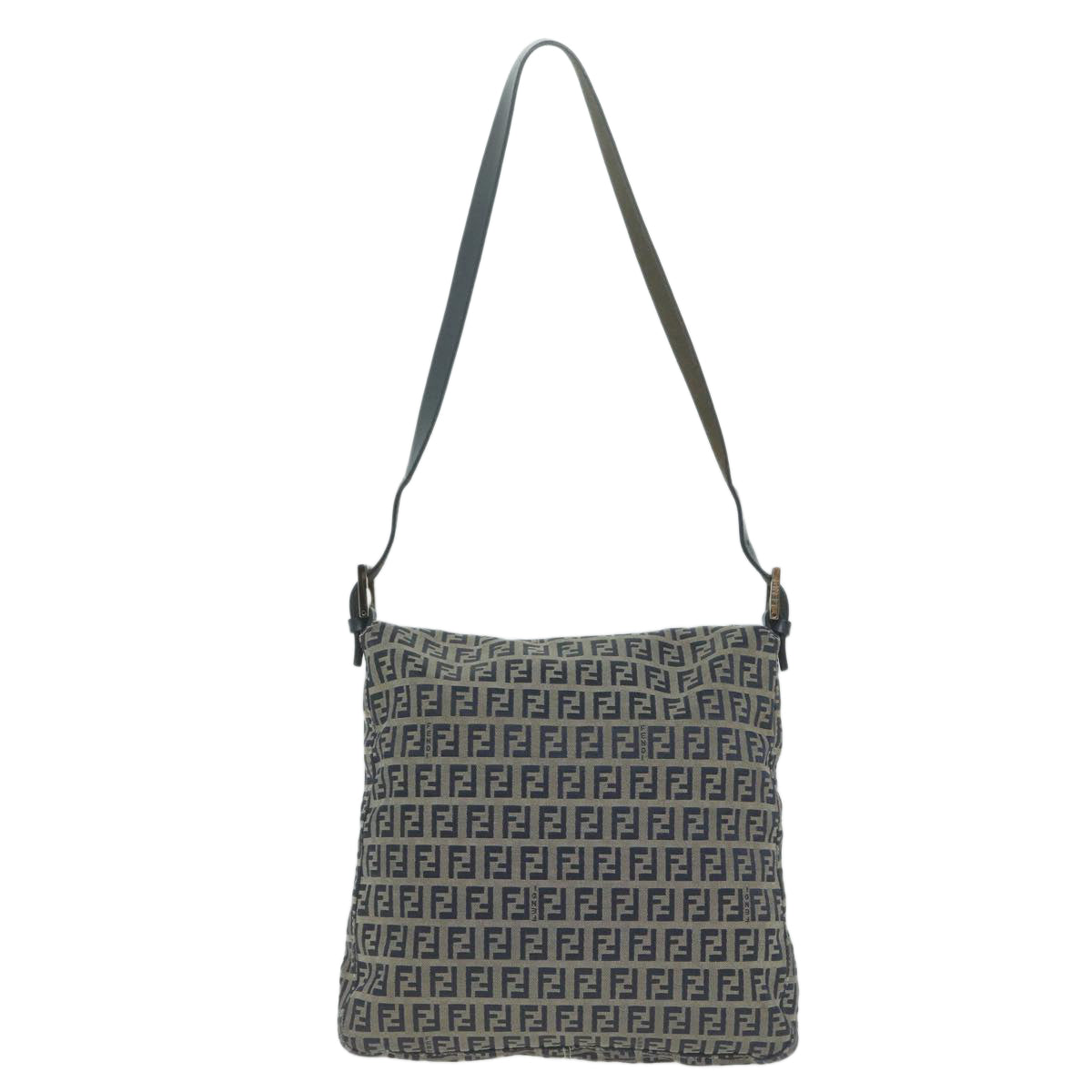 FENDI Zucchino Canvas Mamma Baguette Shoulder Bag Navy 65015