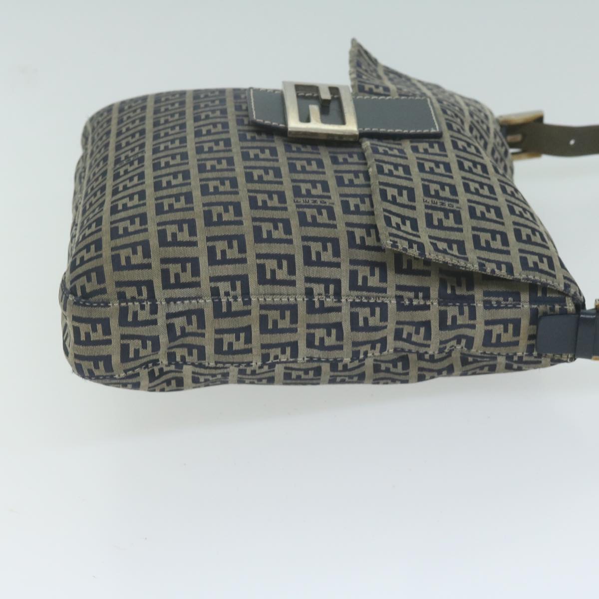 FENDI Zucchino Canvas Mamma Baguette Shoulder Bag Navy 65015