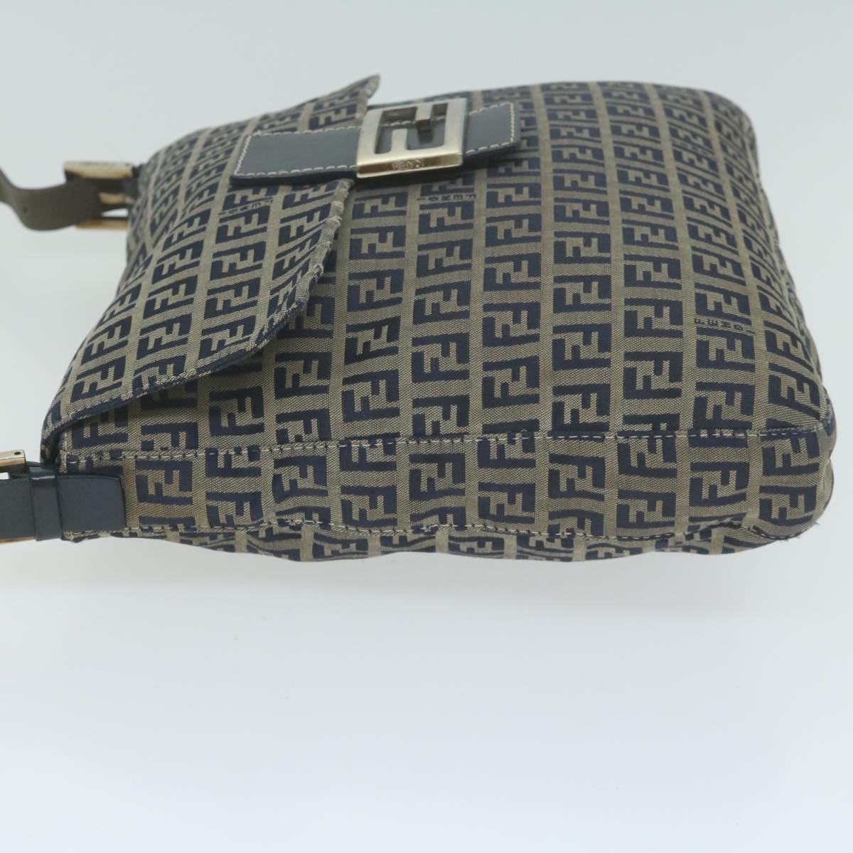 FENDI Zucchino Canvas Mamma Baguette Shoulder Bag Navy 65015