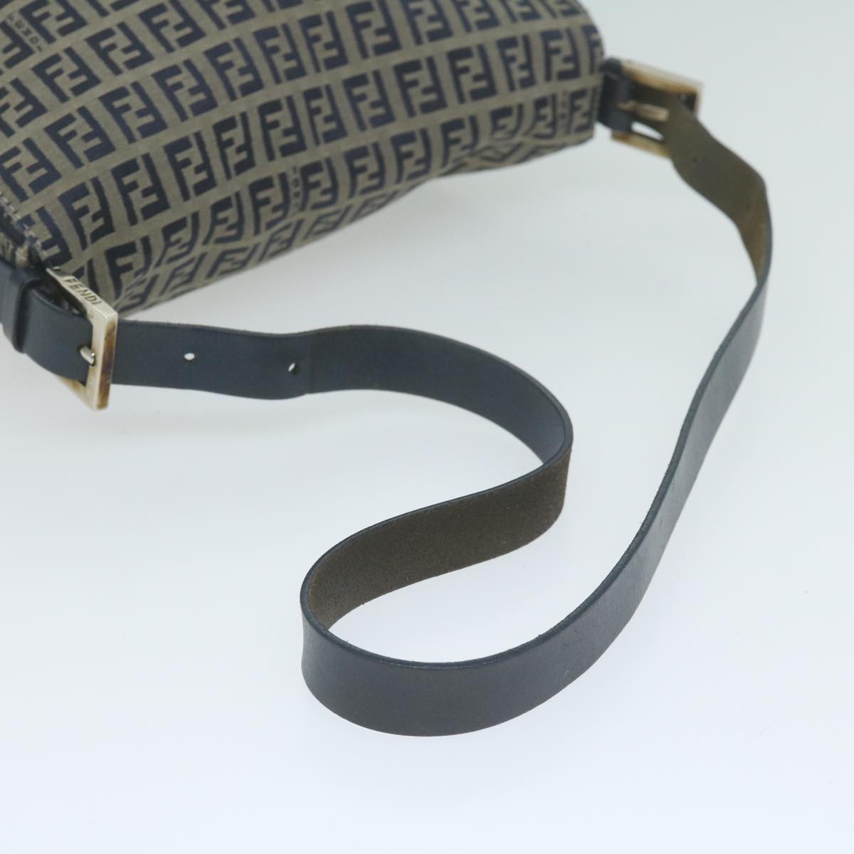 FENDI Zucchino Canvas Mamma Baguette Shoulder Bag Navy 65015