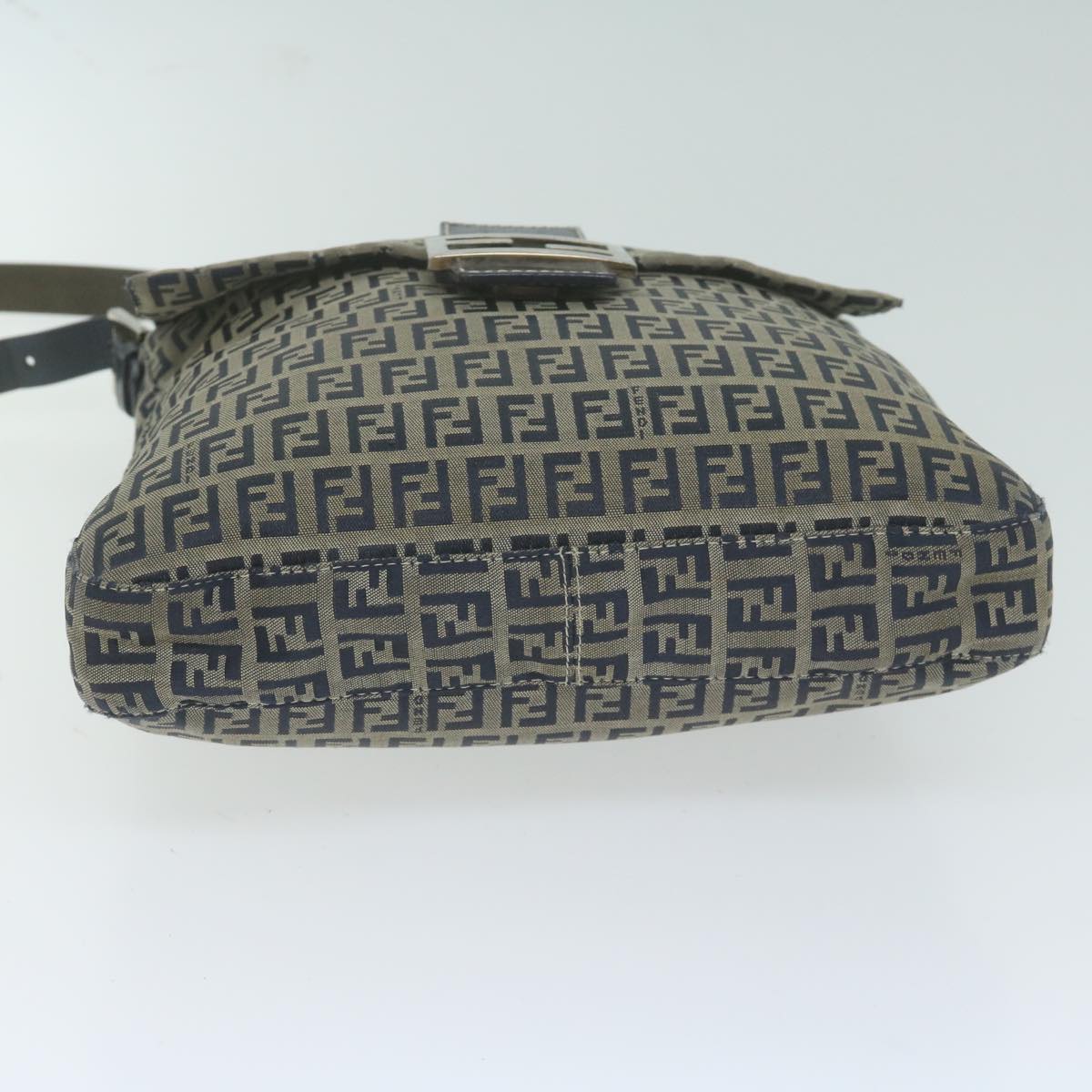 FENDI Zucchino Canvas Mamma Baguette Shoulder Bag Navy 65015