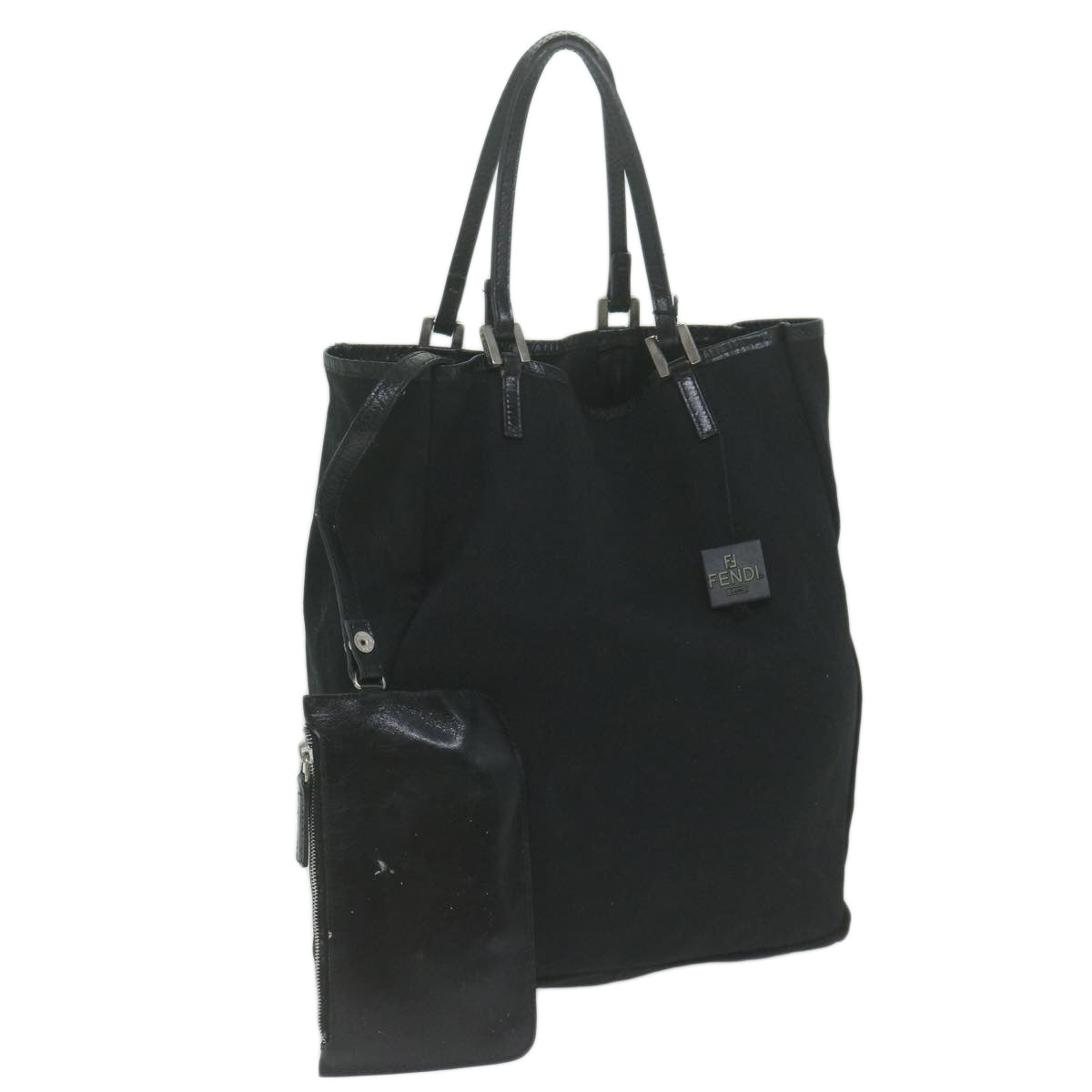 FENDI Hand Bag Nylon Black 65087