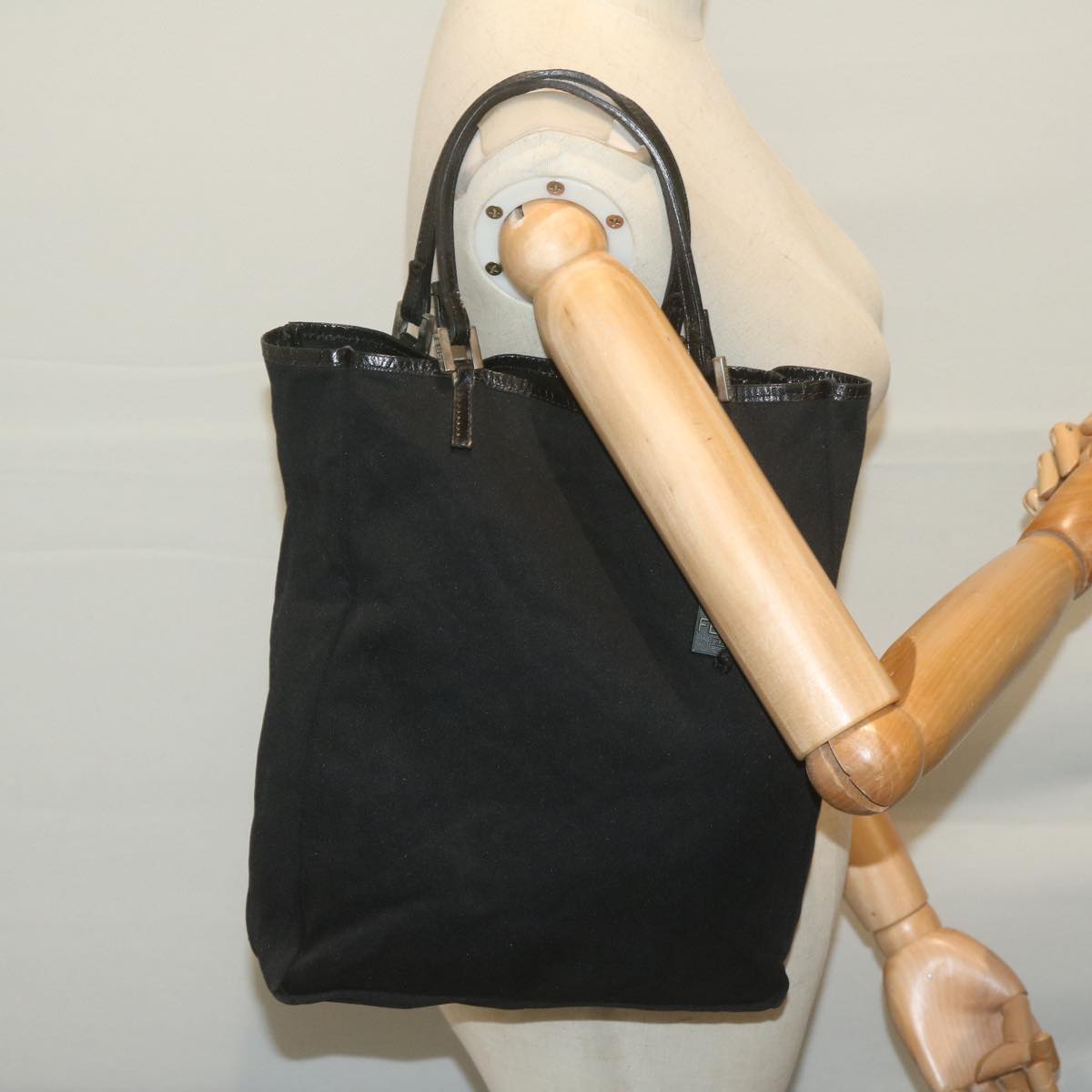 FENDI Hand Bag Nylon Black 65087