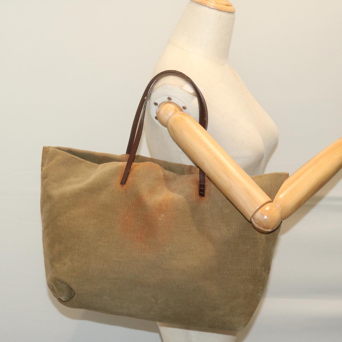 FENDI Tote Bag Corduroy Khaki 65092