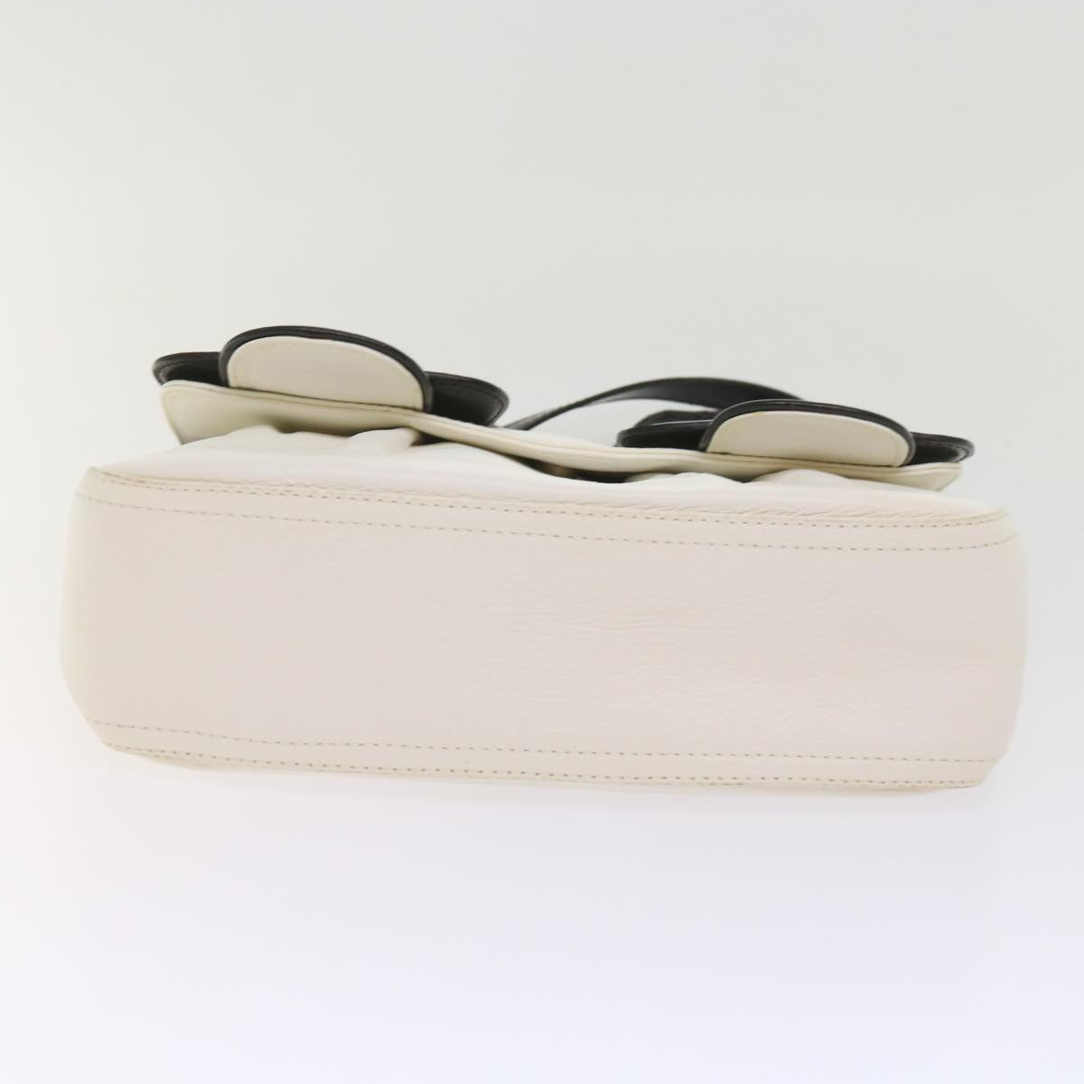 FENDI Hand Bag Leather Black White 65124