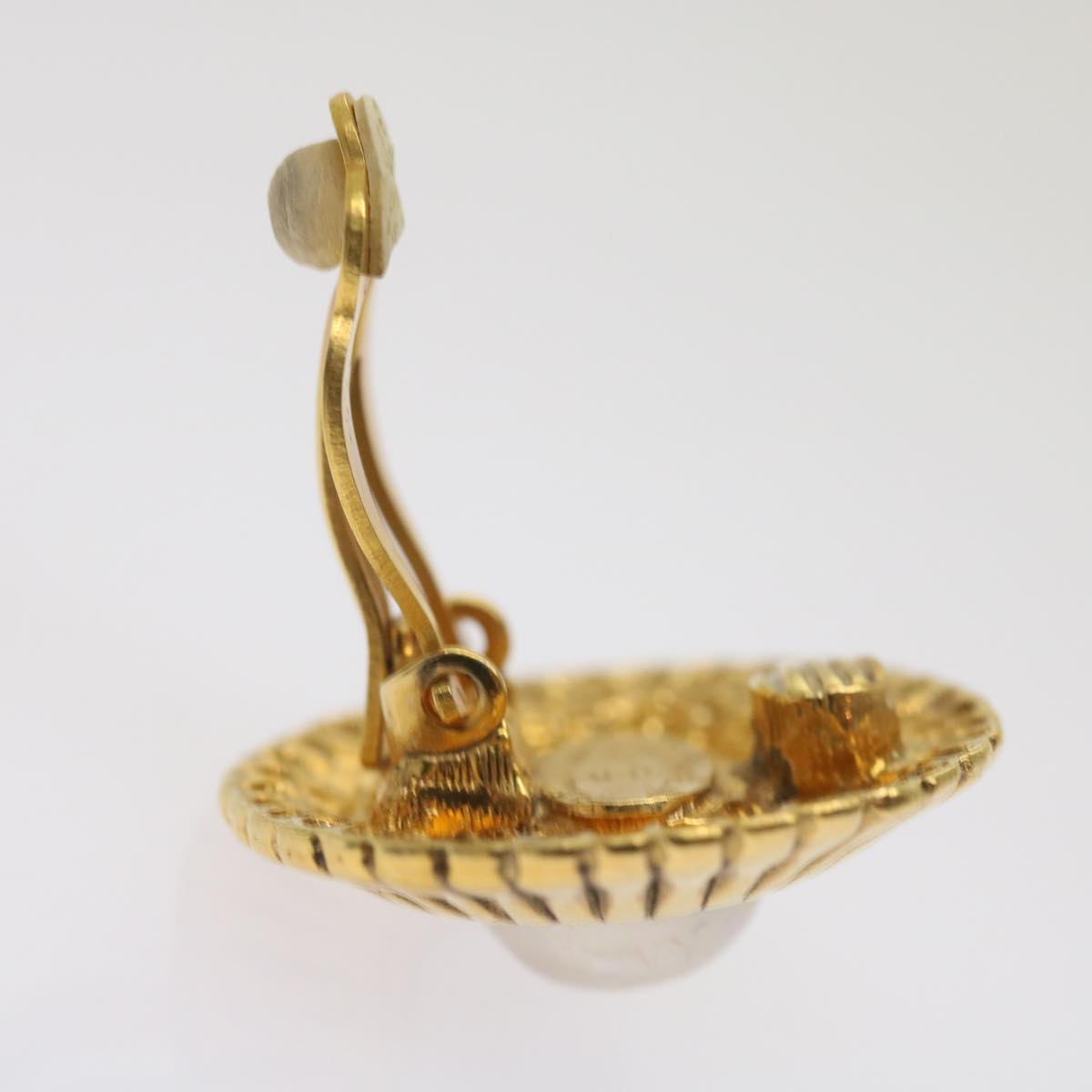 CHANEL Earring Gold Tone CC 65220