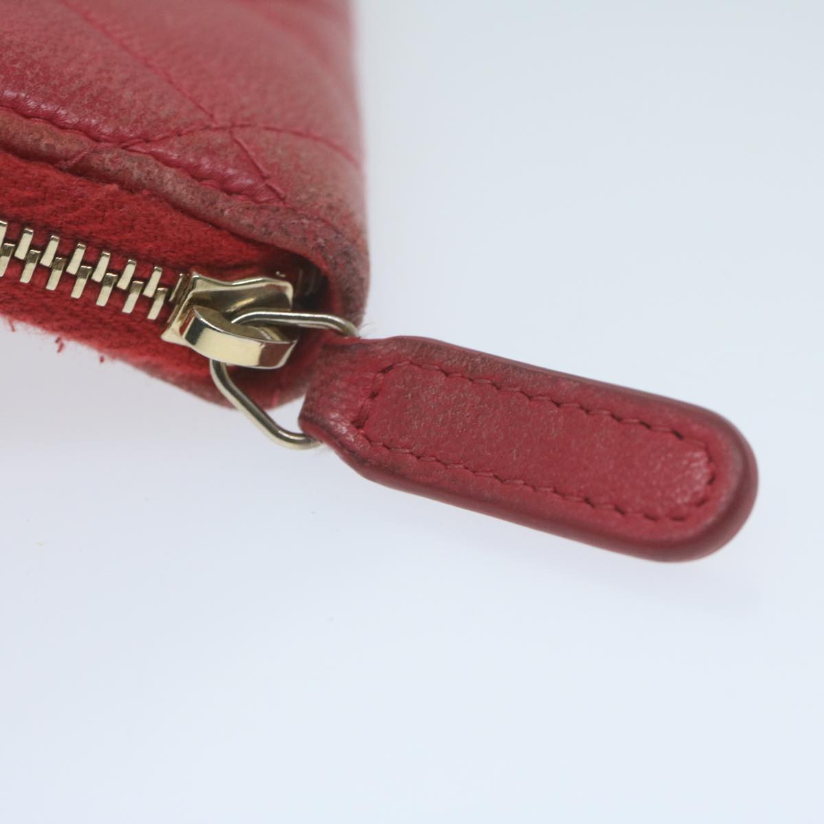 CHANEL Matelasse Coin Purse Lamb Skin Red CC 65239