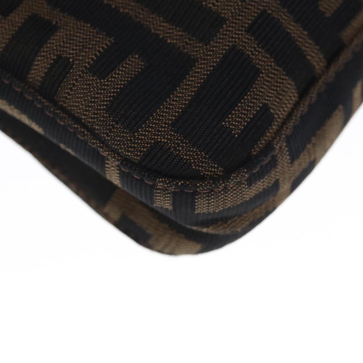 FENDI Zucca Canvas Mamma Baguette Shoulder Bag Brown Black 65243A