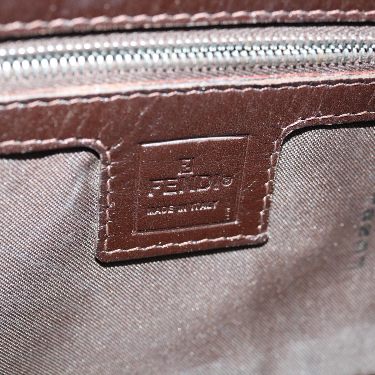 FENDI Zucca Canvas Mamma Baguette Shoulder Bag Brown Black 65243A