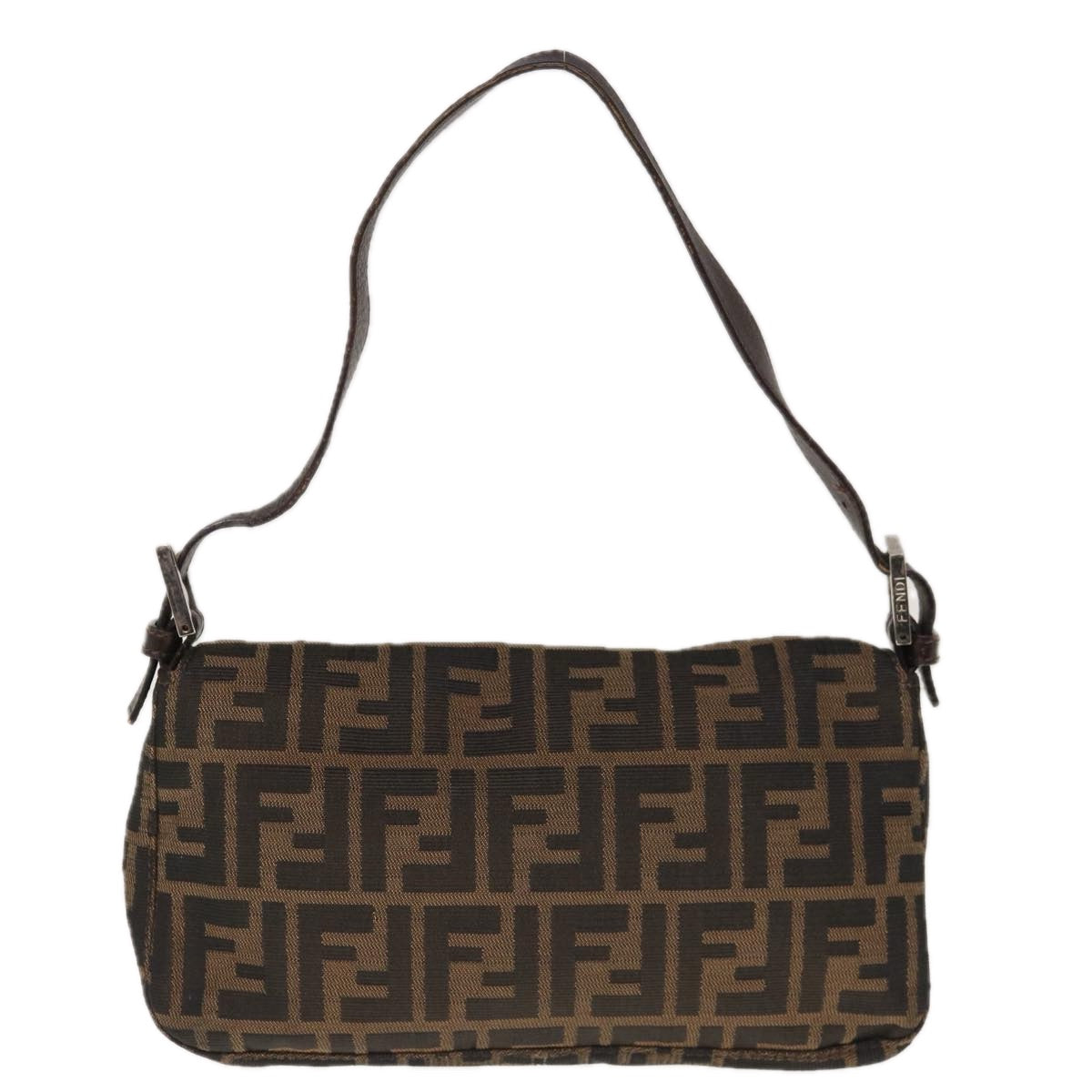 FENDI Zucca Canvas Mamma Baguette Shoulder Bag Brown Black 65243A