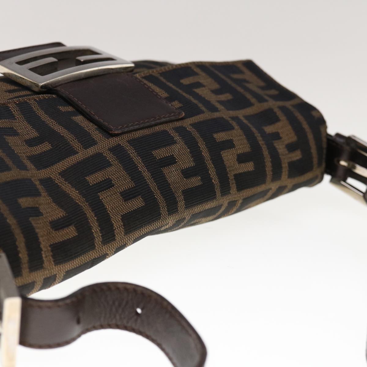 FENDI Zucca Canvas Mamma Baguette Shoulder Bag Brown Black 65243A