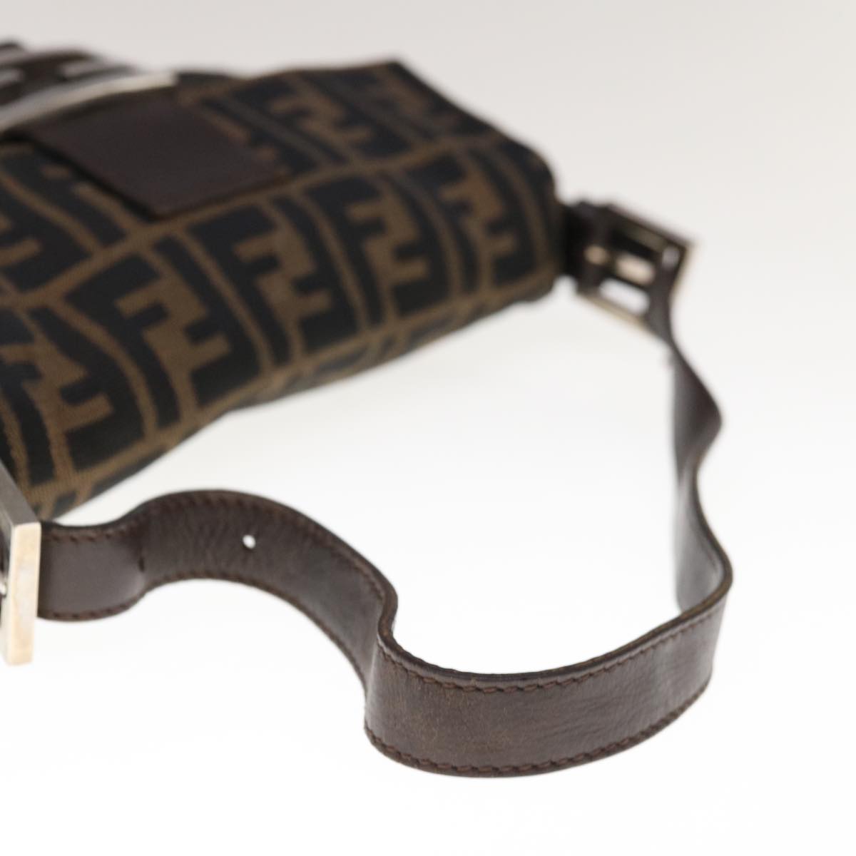 FENDI Zucca Canvas Mamma Baguette Shoulder Bag Brown Black 65243A
