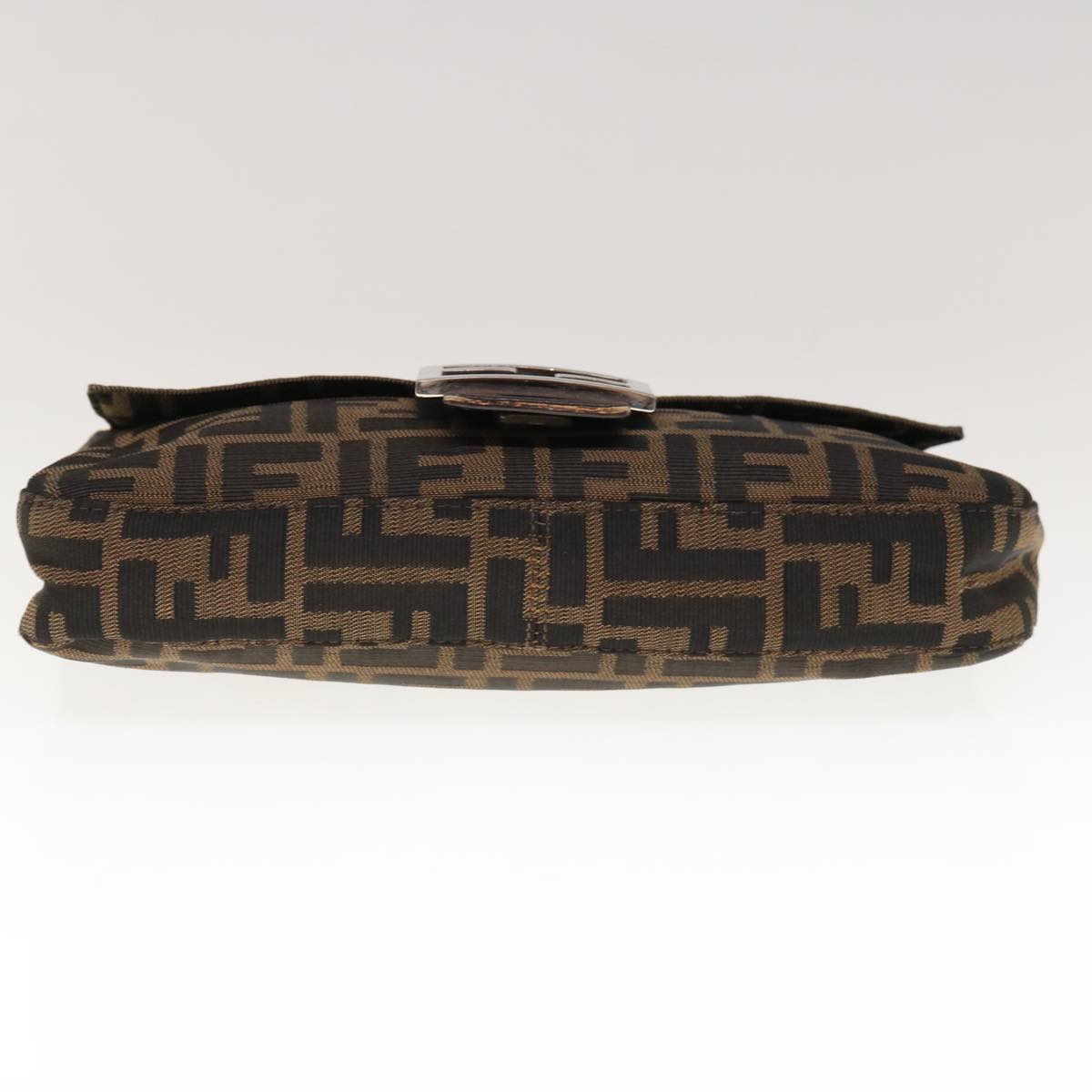 FENDI Zucca Canvas Mamma Baguette Shoulder Bag Brown Black 65243A