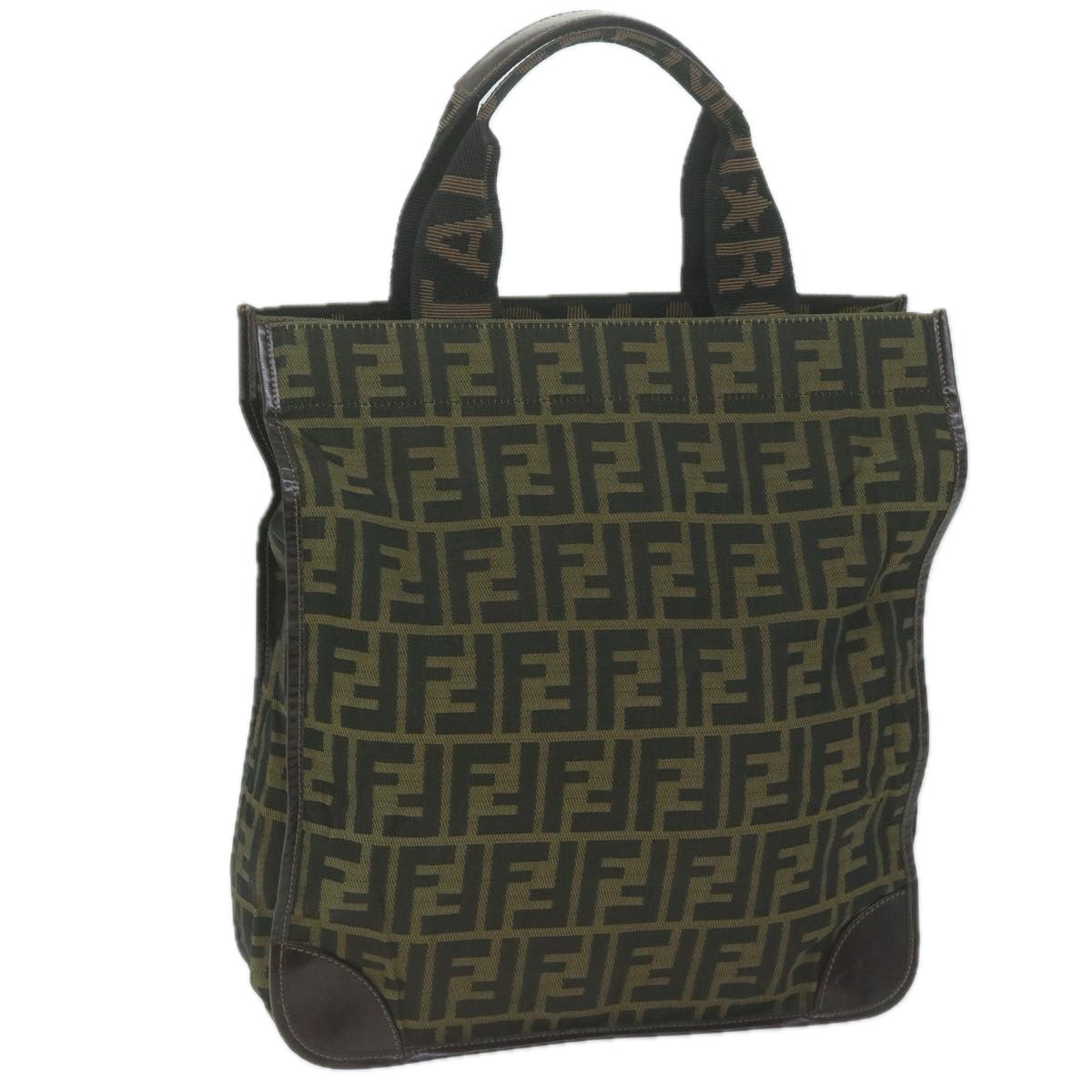 FENDI Zucca Canvas Hand Bag Black Brown 65271