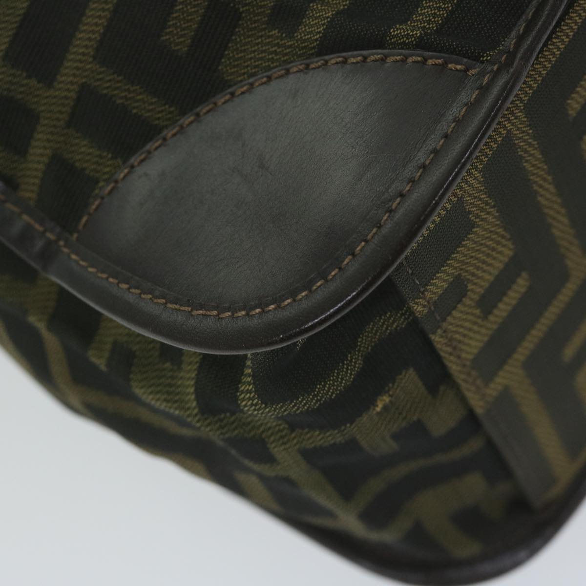 FENDI Zucca Canvas Hand Bag Black Brown 65271