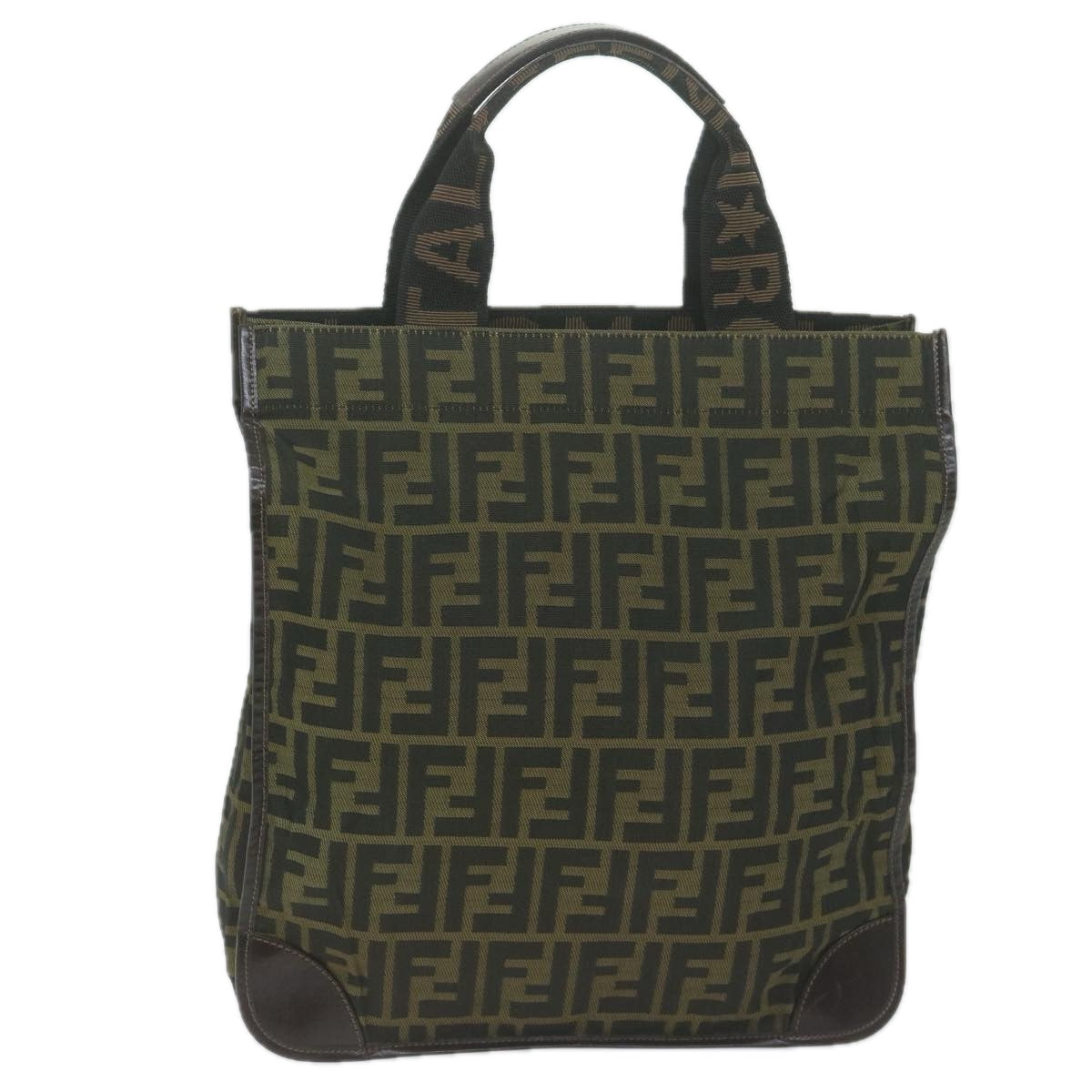 FENDI Zucca Canvas Hand Bag Black Brown 65271