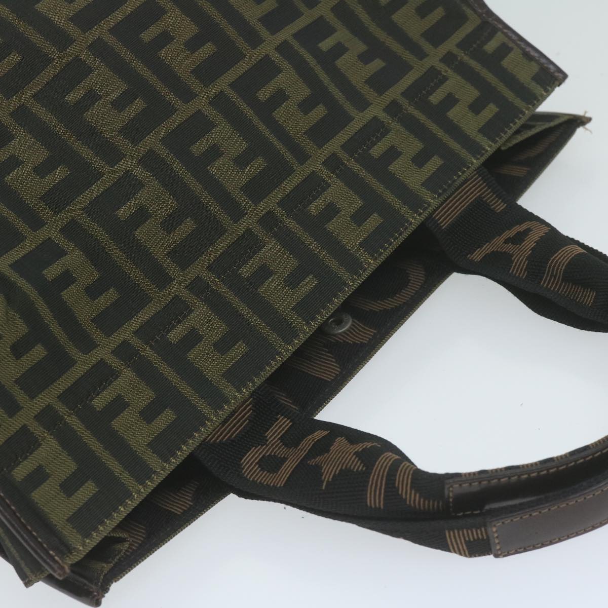 FENDI Zucca Canvas Hand Bag Black Brown 65271